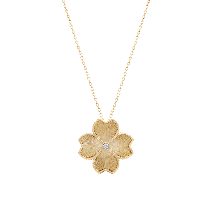 Mallow Flower Necklace in 18K yellow gold with VS-G diamonds