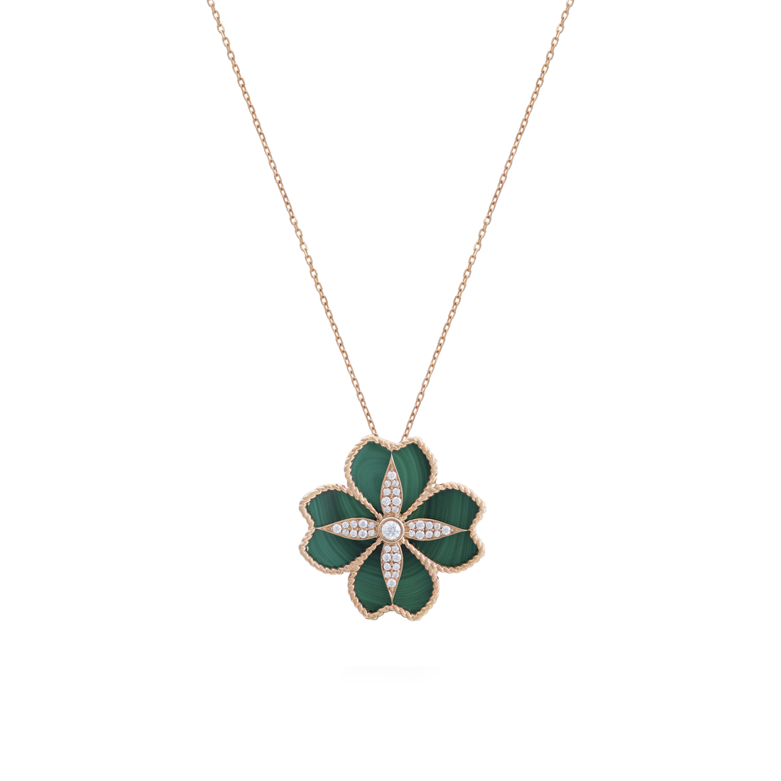 Mallow Flower Necklace in 18K yellow gold with VS-G diamonds