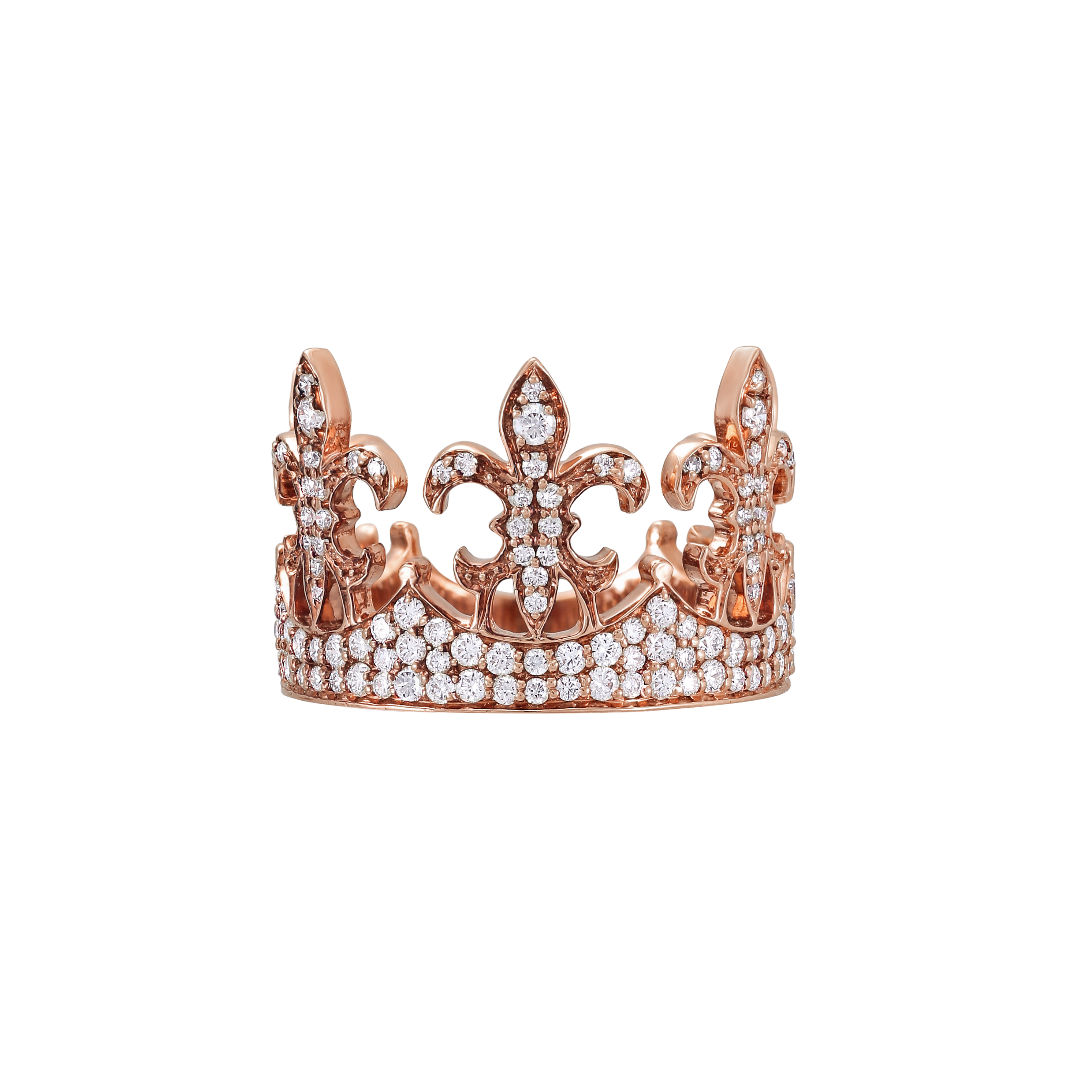 Ring in 18K Rose Gold with VS-G Diamond in Crown Shape