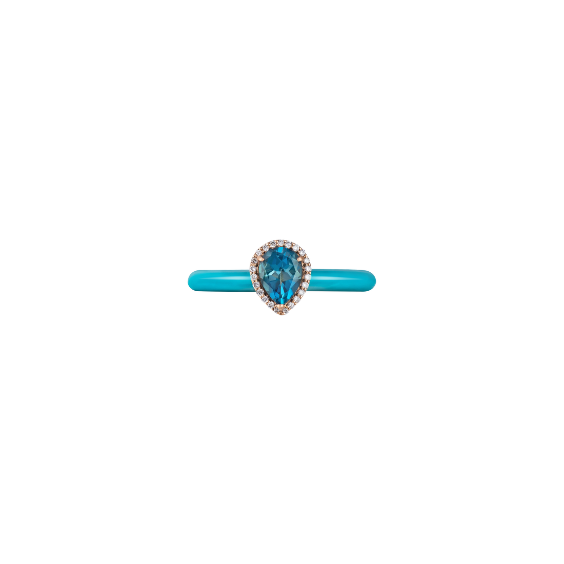 Eye Candy Ring in 18K rose gold with VS-G diamonds, Blue Topaz stone