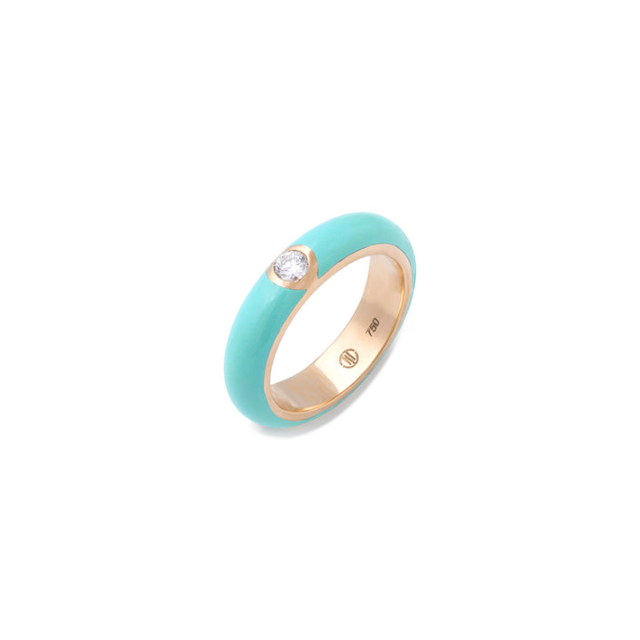 Eye Candy Ring in 18k yellow gold with light baby blue enamel