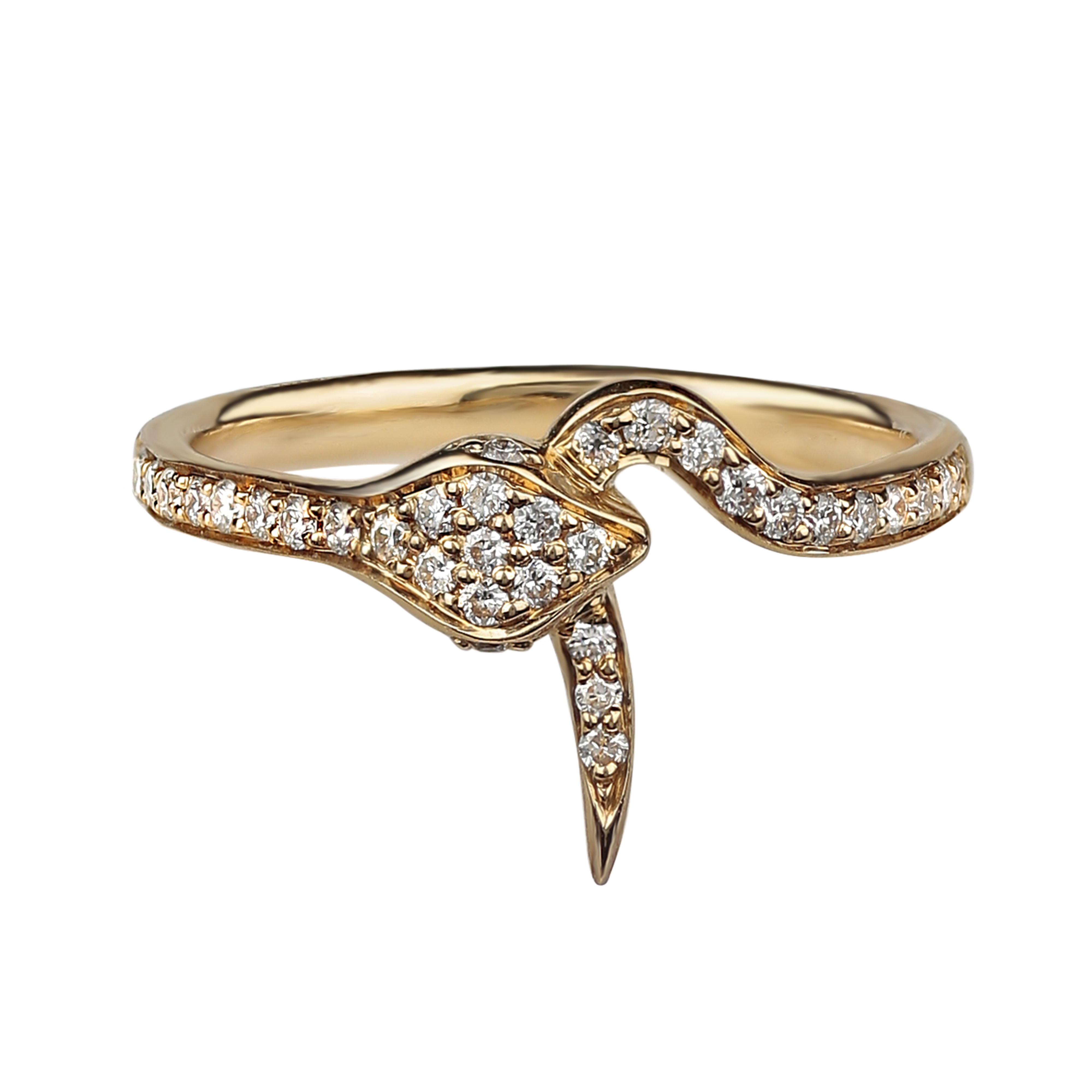 Garden Of Eden - Ring In 18K Yellow Gold With VS-G Diamond In Shape Of A Snake