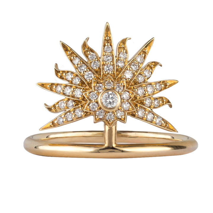 Sunburst Ring in 18K Yellow Gold with VS-G Diamond