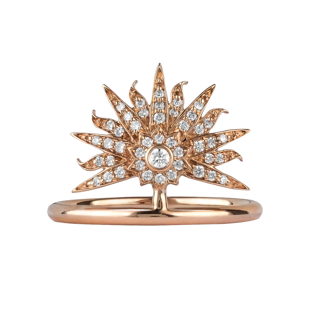 Sunburst Ring in 18K Rose Gold with VS-G Diamond