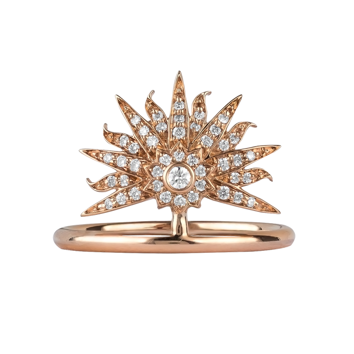 Sunburst Ring in 18K Rose Gold with VS-G Diamond