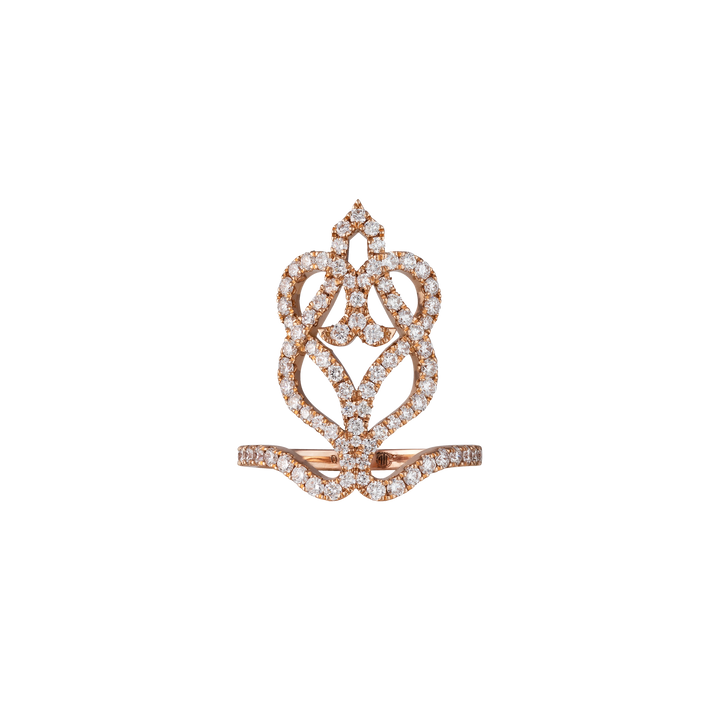 Vintage Ring In 18K Rose Gold With VS-G Diamonds