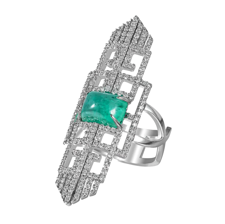 Art Deco - Ring with 18k white gold with VS-G diamond