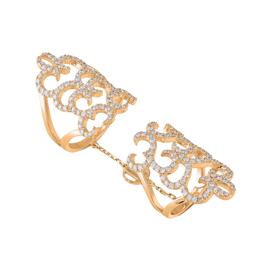 Branch Affinity Double ring in 18K yellow gold with VS-G diamonds