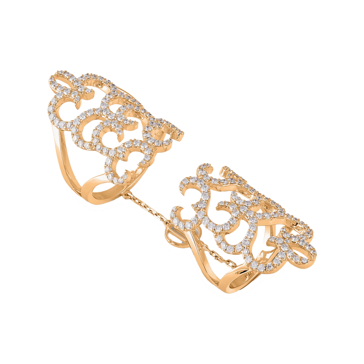 Branch Affinity Double ring in 18K yellow gold with VS-G diamonds