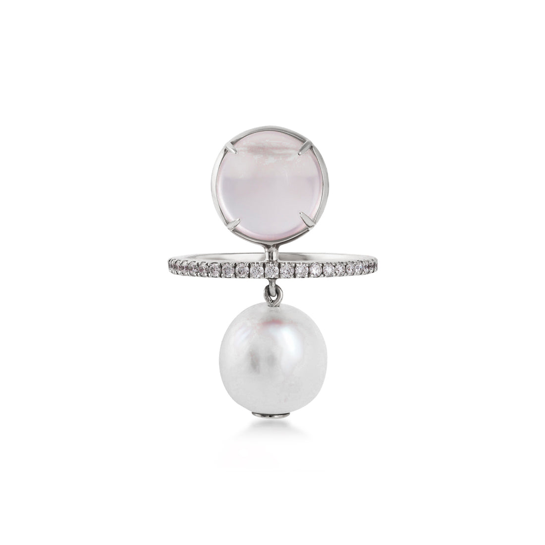 Pearl  Ring in 18K rose gold with VS-G diamonds, white