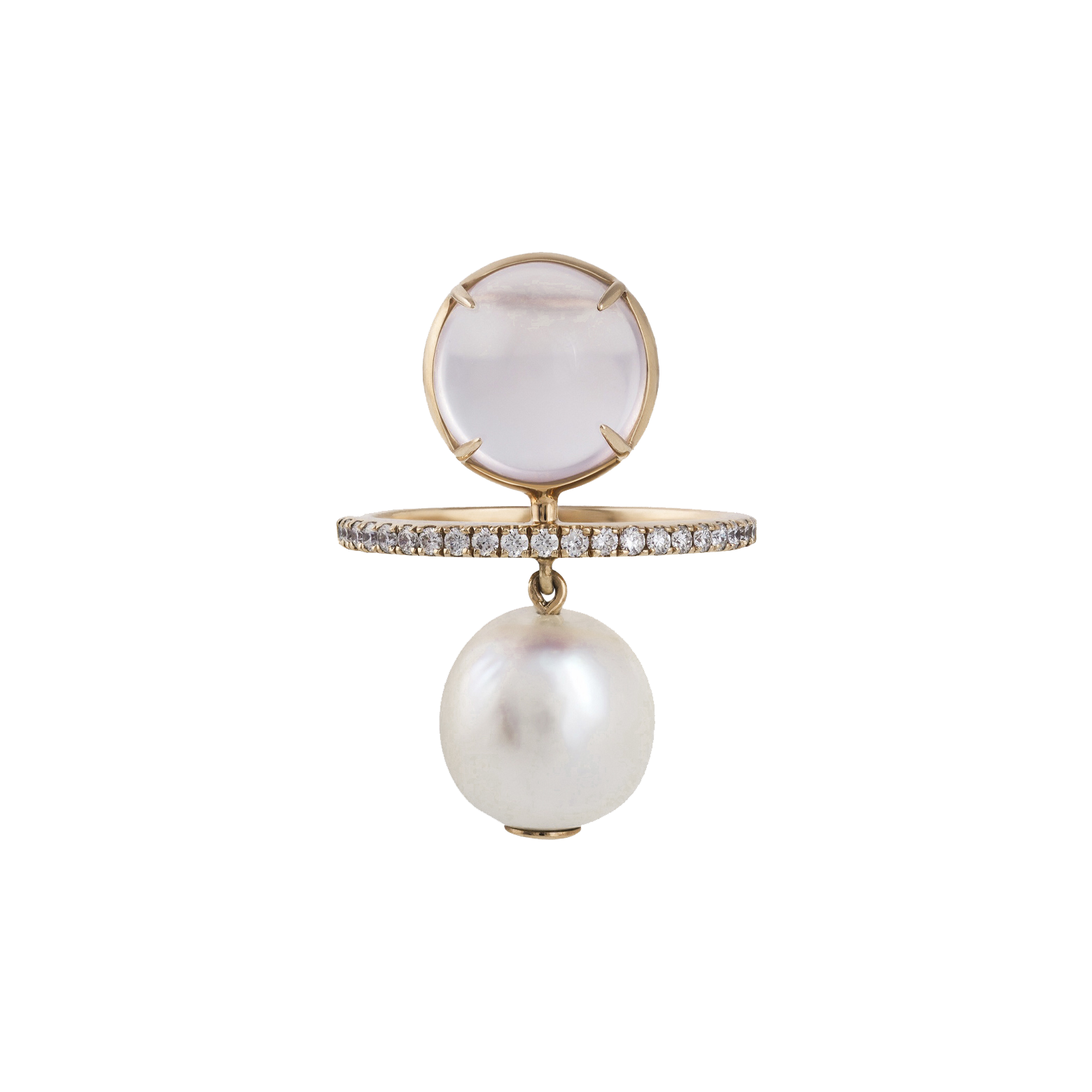 Pearl  Ring in 18K rose gold with VS-G diamonds, white