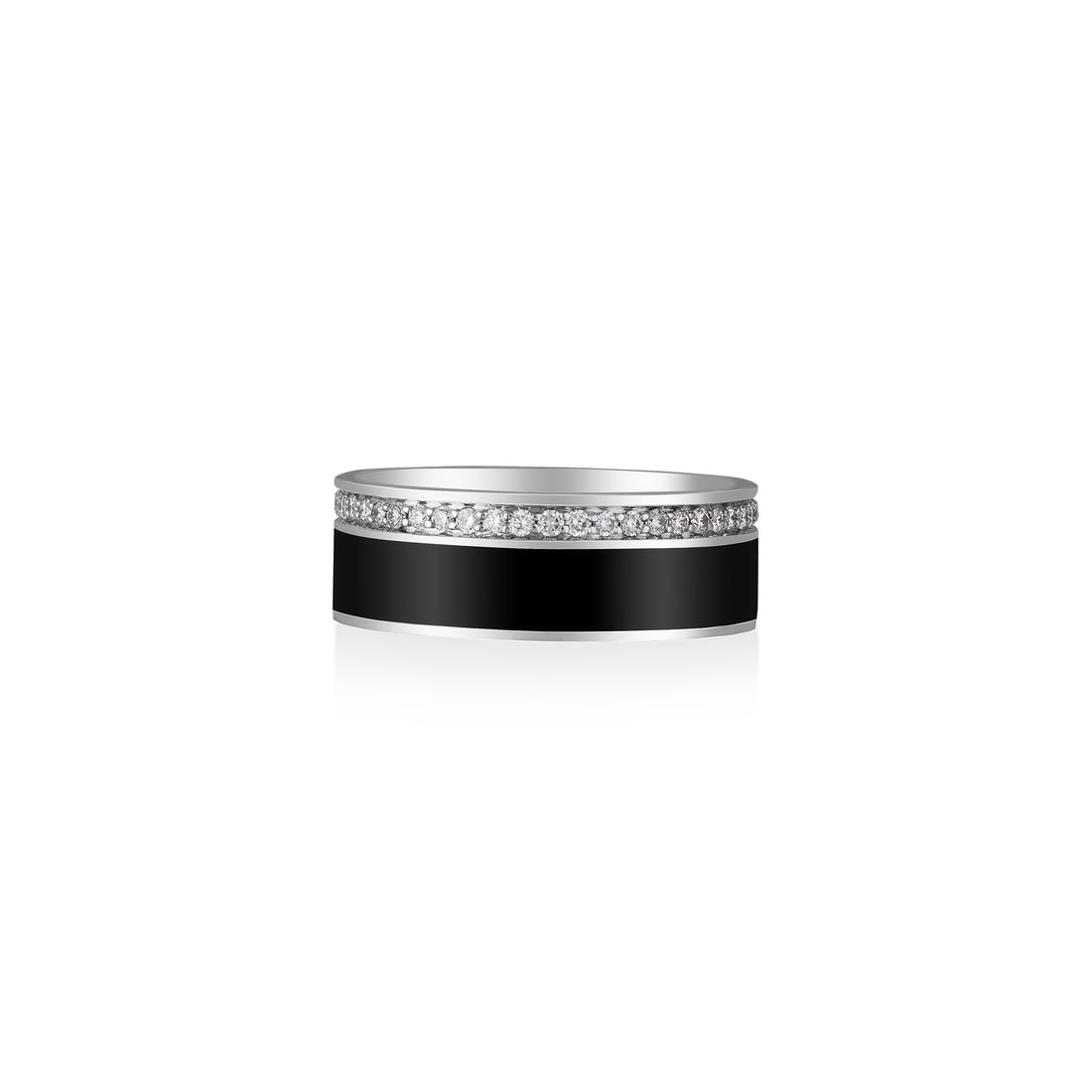 Ring in 18K rose gold with VS-G diamonds and black enamel