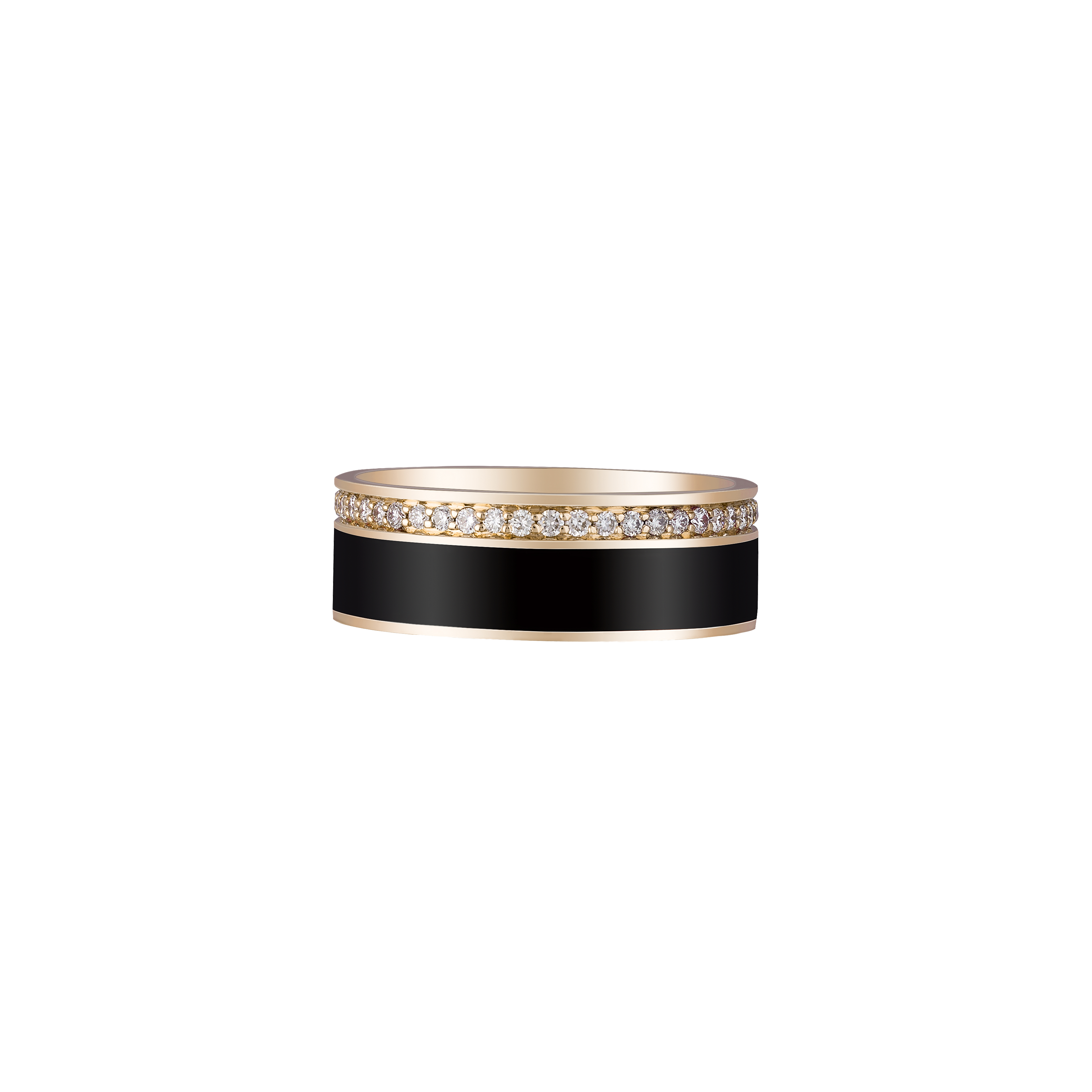 Ring in 18K rose gold with VS-G diamonds and black enamel