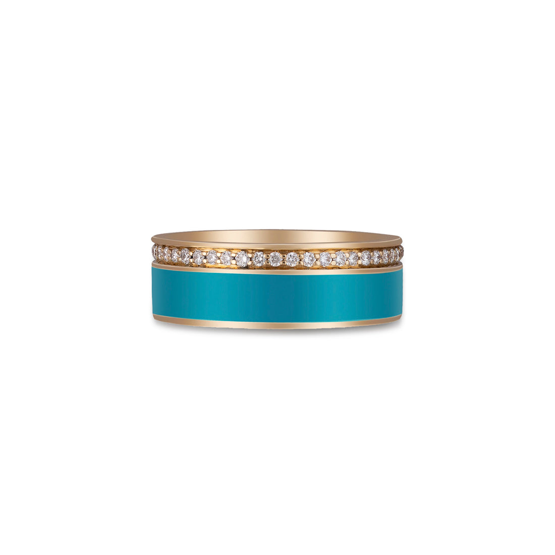 Ring In 18K Rose Gold With VS-G Diamonds And Turquoise Enamel