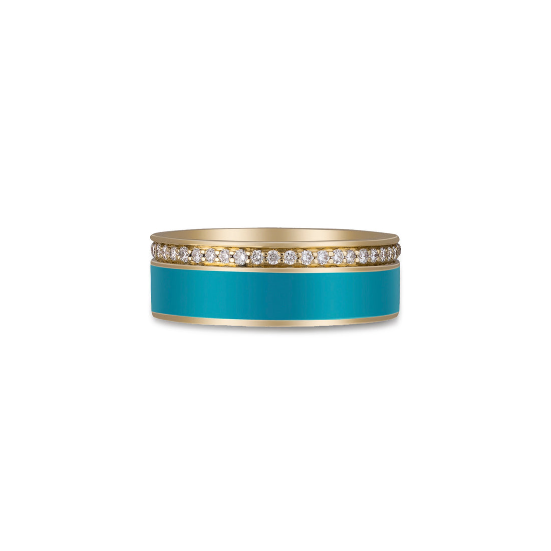 Ring In 18K Rose Gold With VS-G Diamonds And Turquoise Enamel