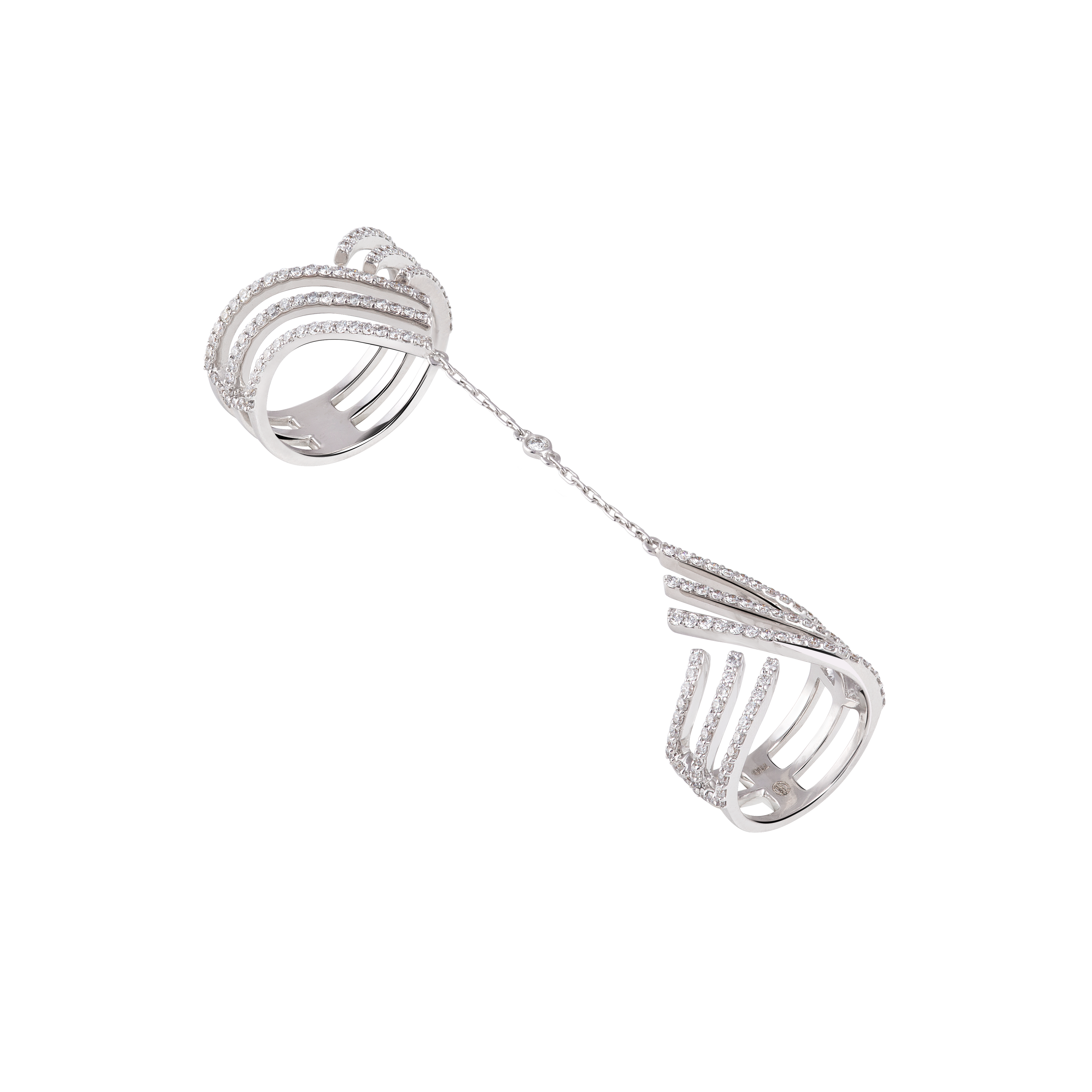 Double Ring In 18K Yellow Gold With VS-G Diamond