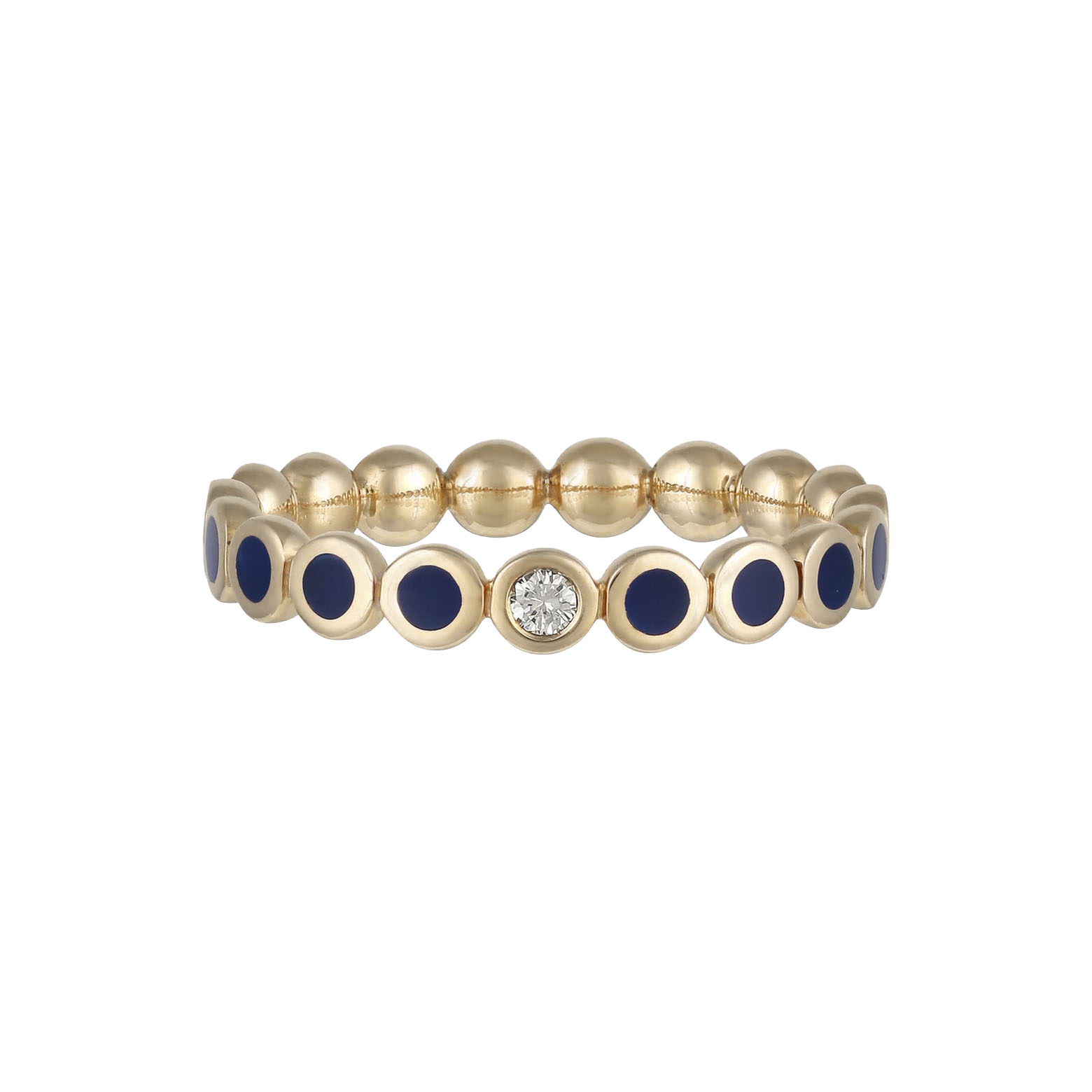 Ring in 18K Rose Gold with VS-G diamonds and blue Enamel