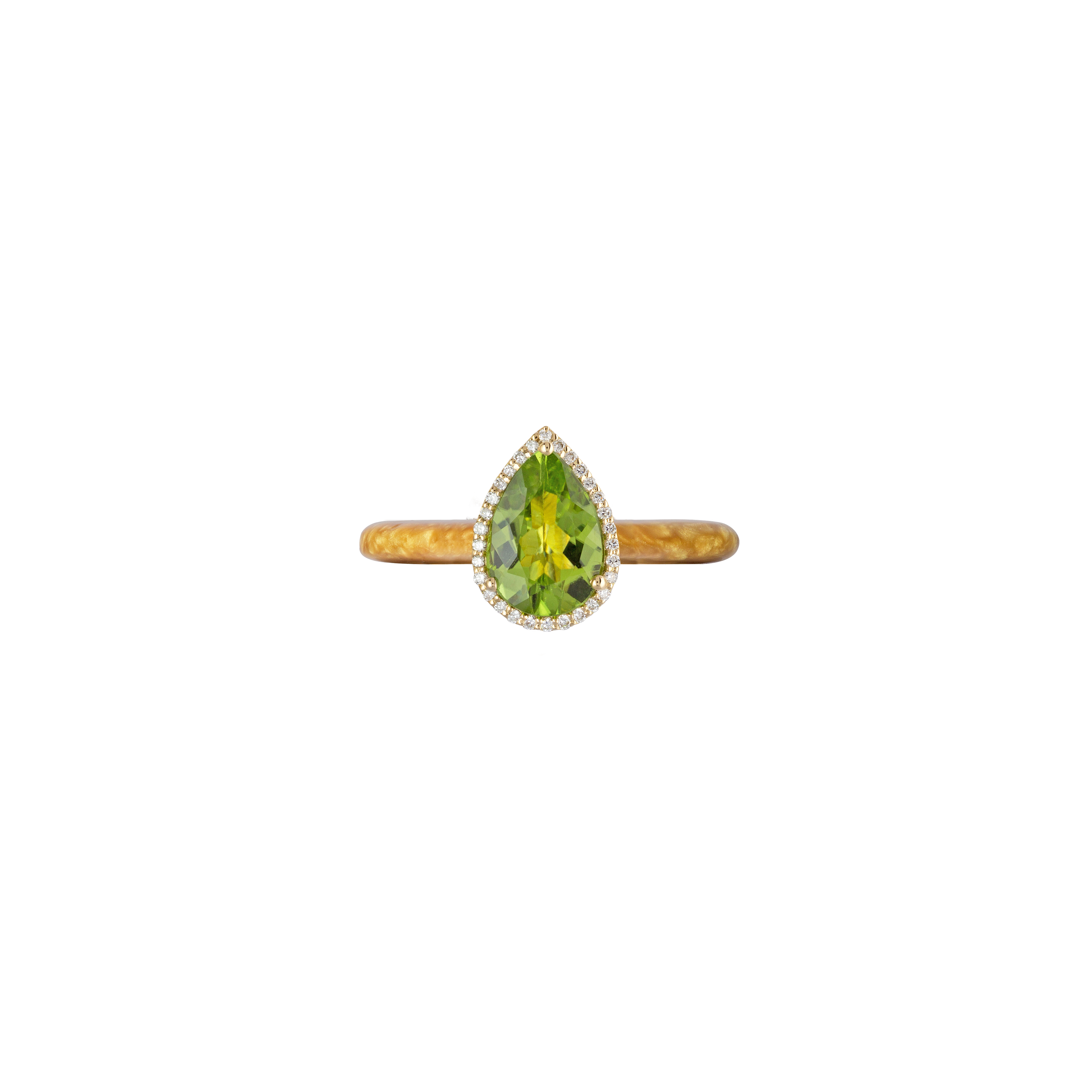 Eye Candy Ring in 18K yellow gold with VS-G diamonds, Peridot stone