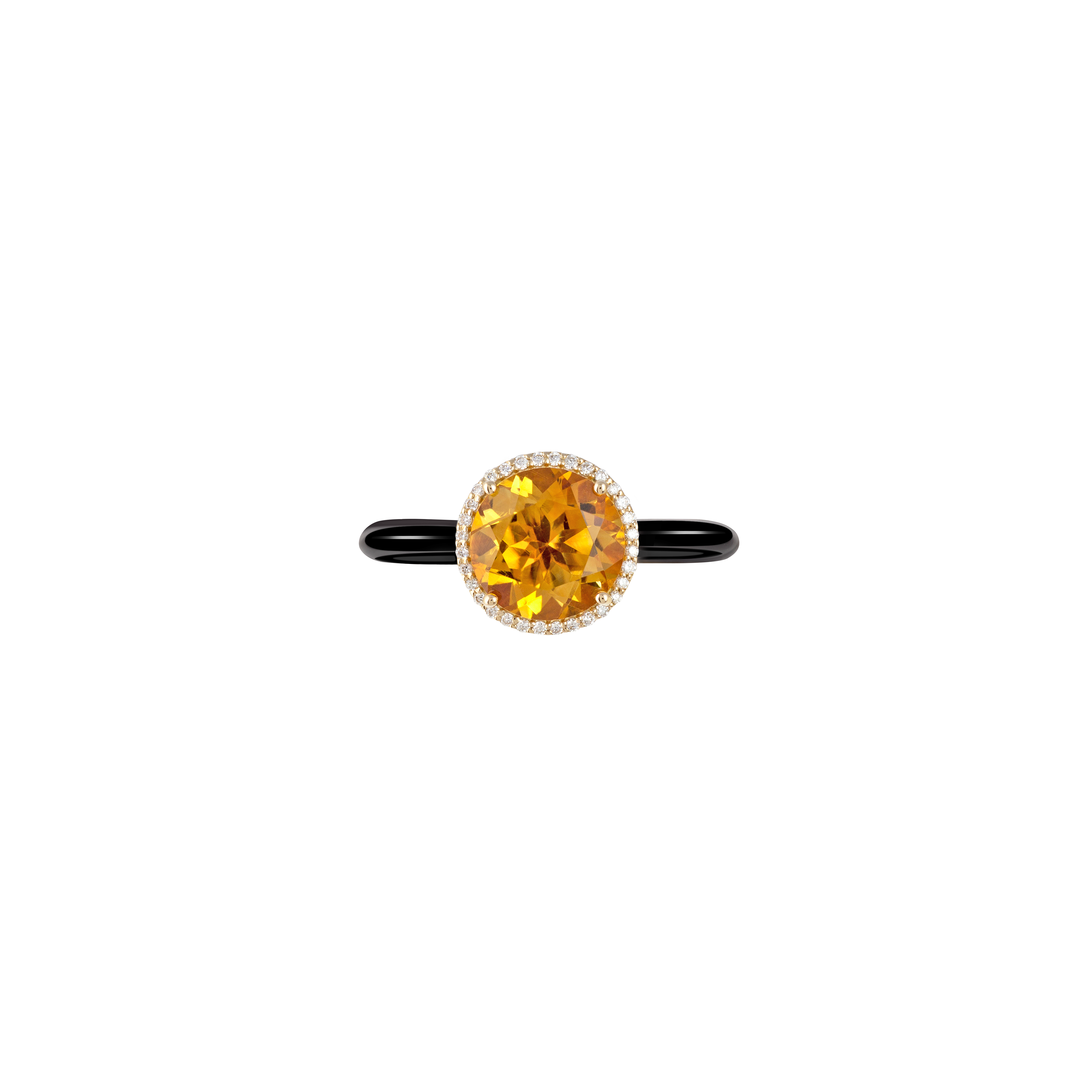 Eye Candy Ring In 18K Yellow Gold With VS-G Diamonds, Citrine Stone