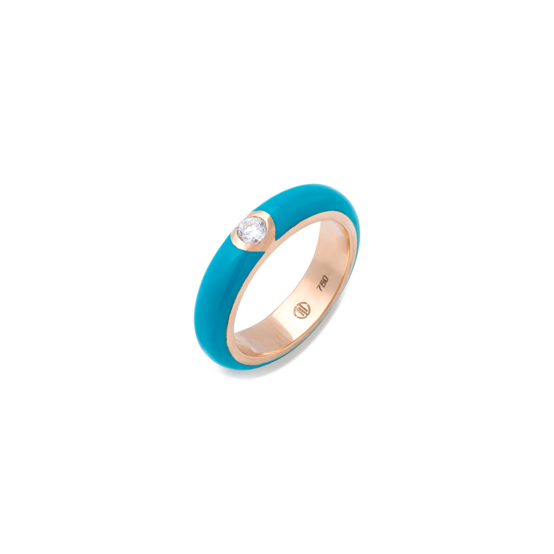 Eye Candy Ring in 18k yellow gold with turquoise enamel