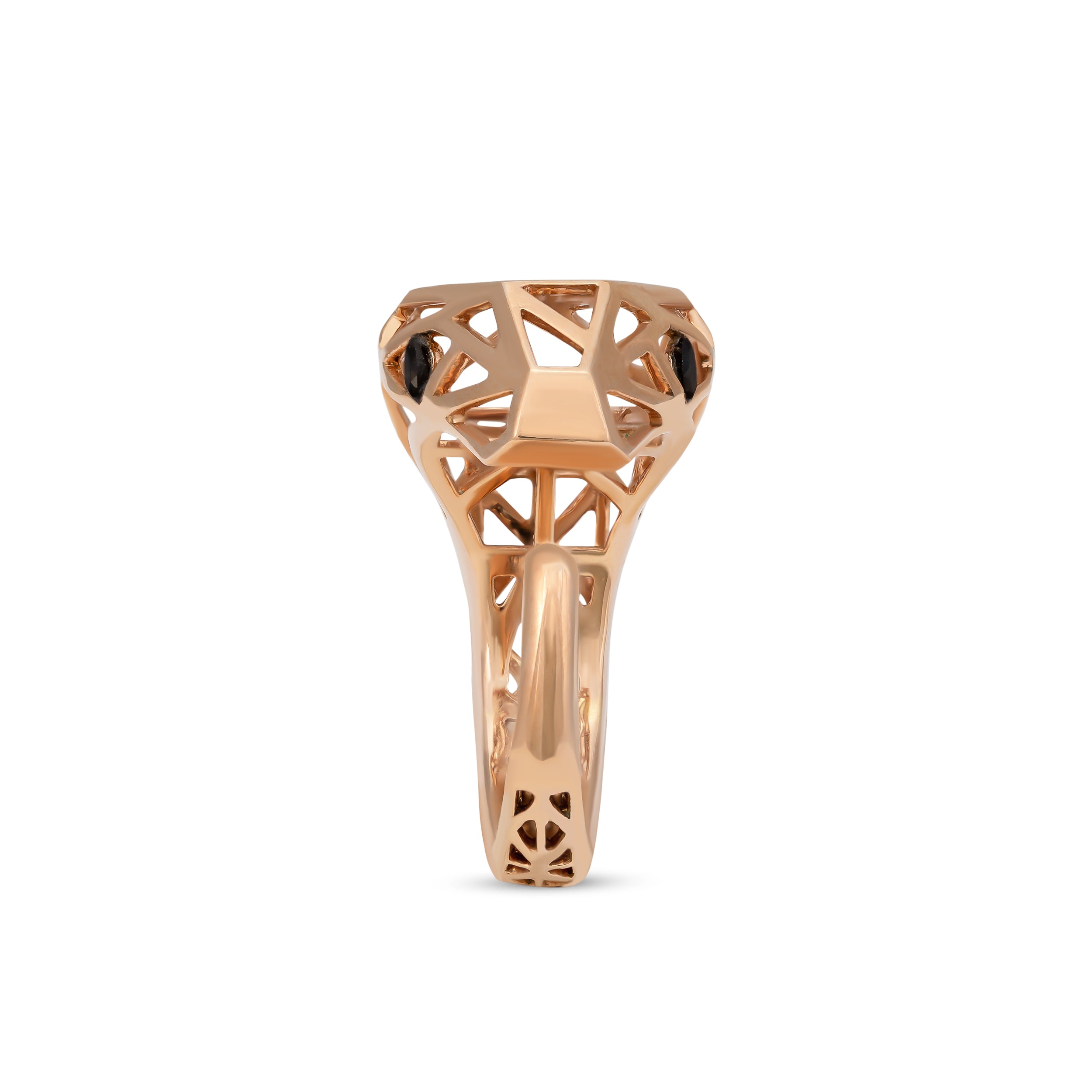 Snake Shape Ring in 18k Rose Gold with Black Onyx Stone