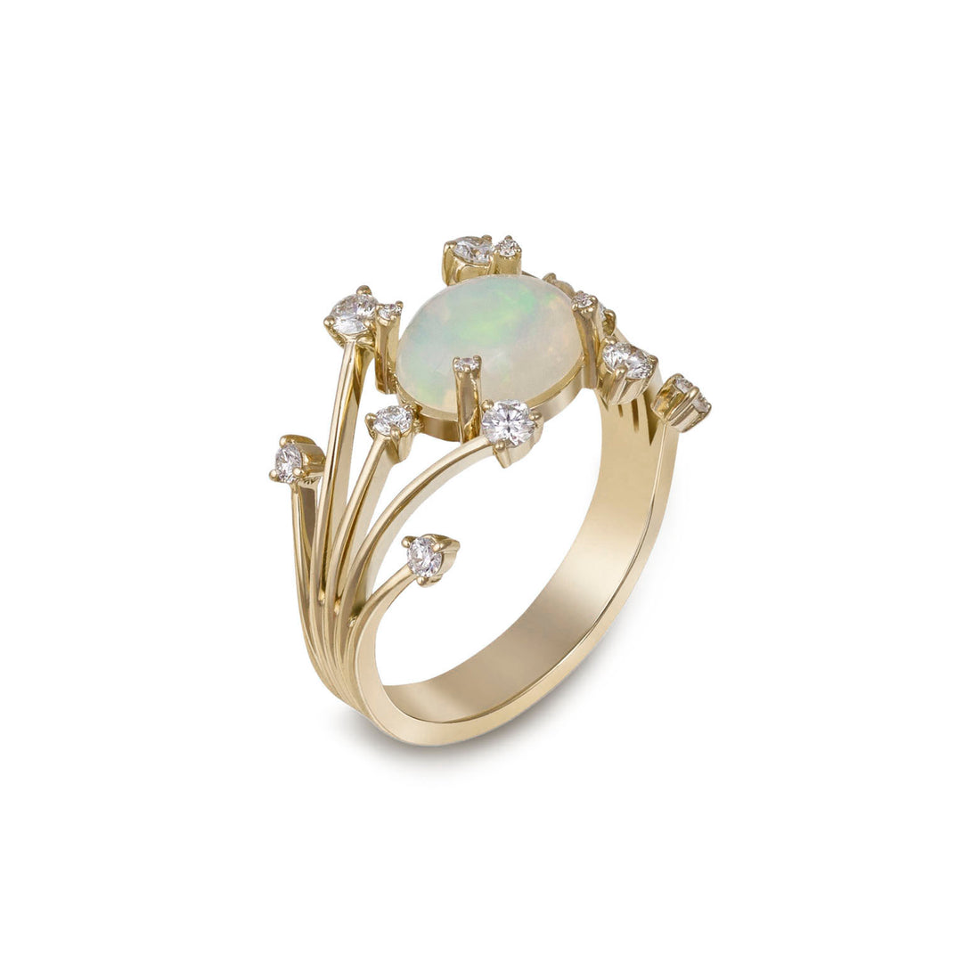 Ring in 18K rose gold with VS-G diamonds and Opal stone