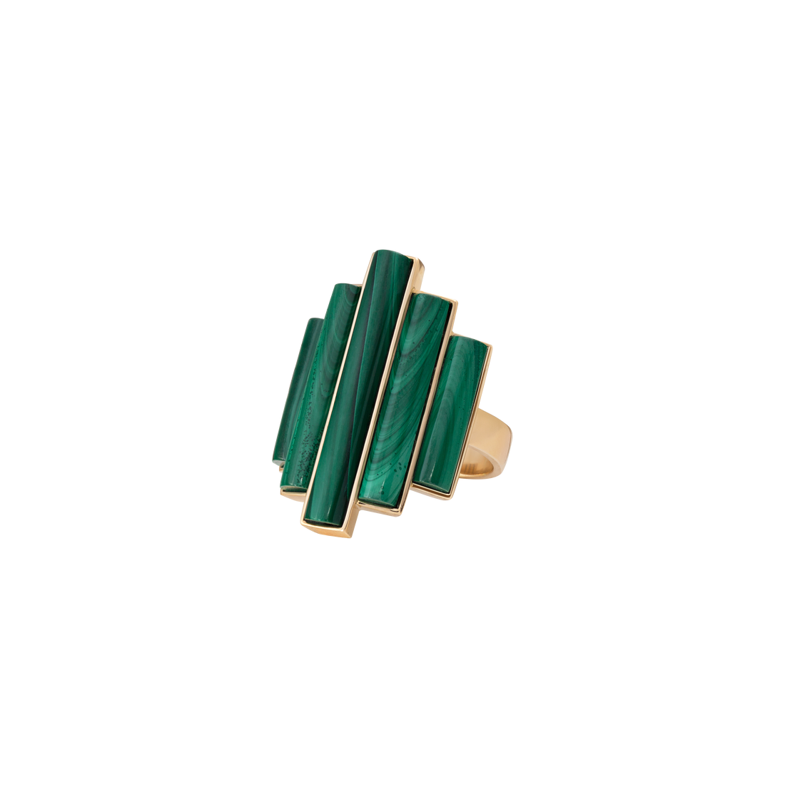 Tropicalia Ring in 18K yellow gold and Malachite stone