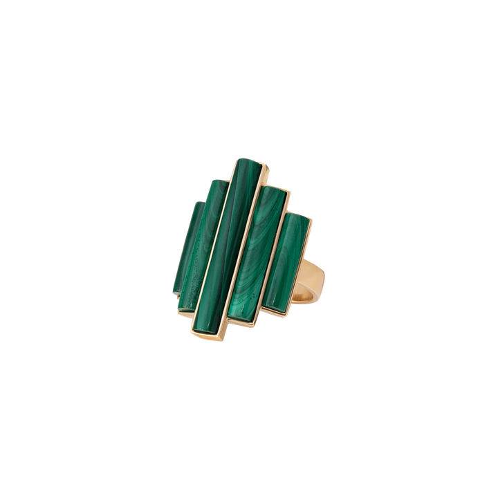 Tropicalia Ring in 18K yellow gold and Malachite stone