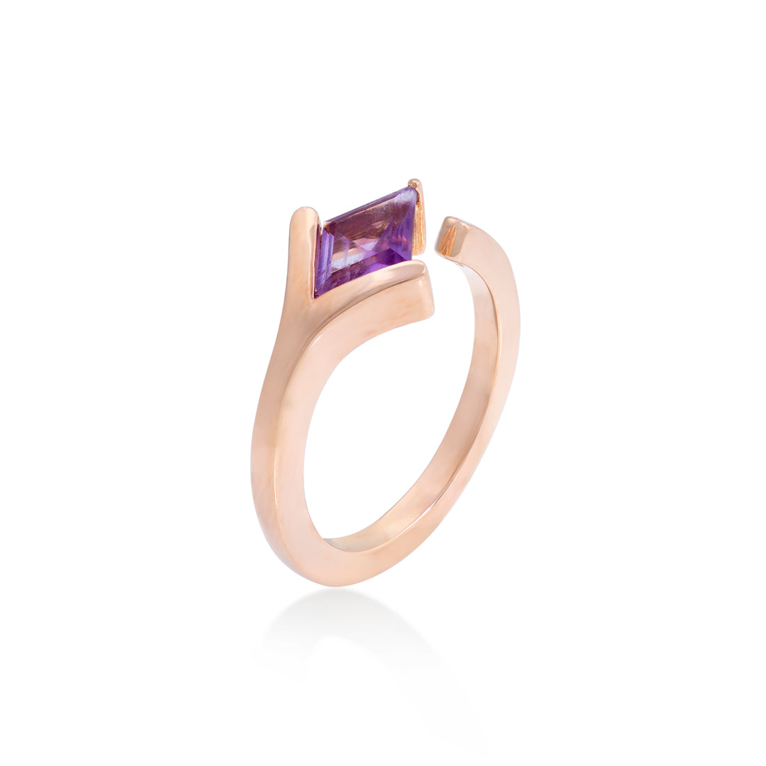 Ring in 18K Rose Gold and Amethyst stone - Arcobaleno Collection