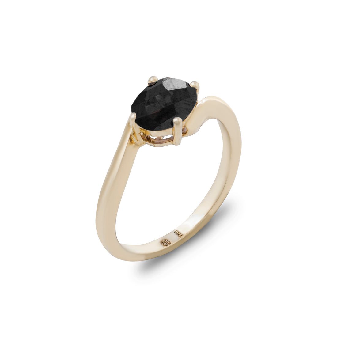 Ring in 18K White Gold and Black Tourmaline Stone - Arcobaleno Collection