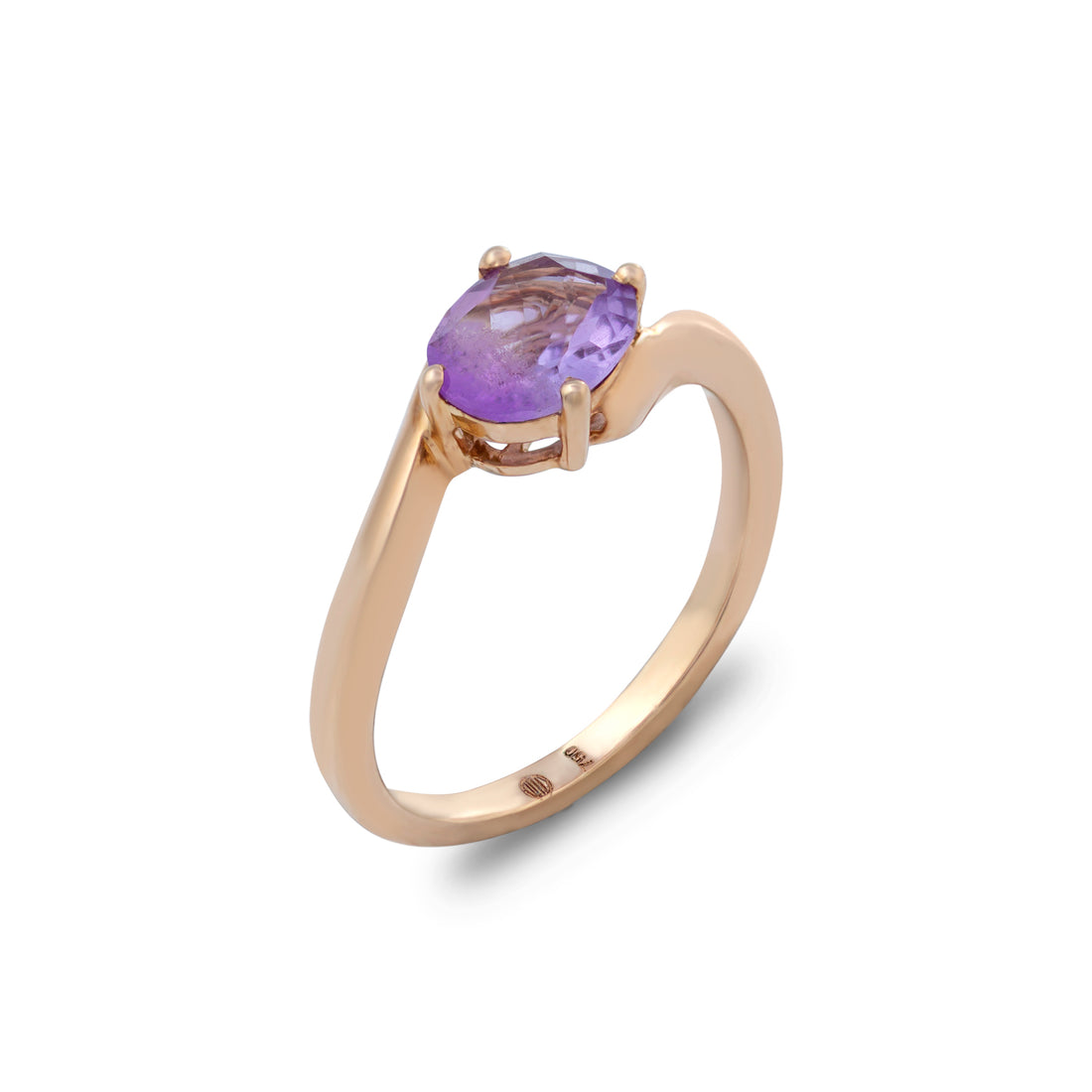 Ring in 18K Yellow Gold and Amethyst Stone - Arcobaleno Collection