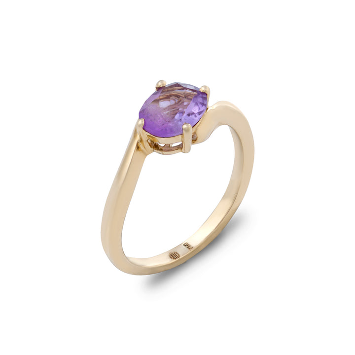 Ring in 18K Yellow Gold and Amethyst Stone - Arcobaleno Collection