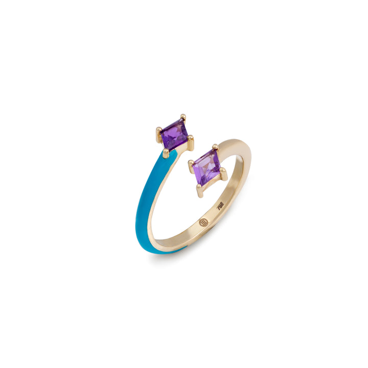 Eye Candy  Ring In 18K Yellow Gold With Turquoise Enamel