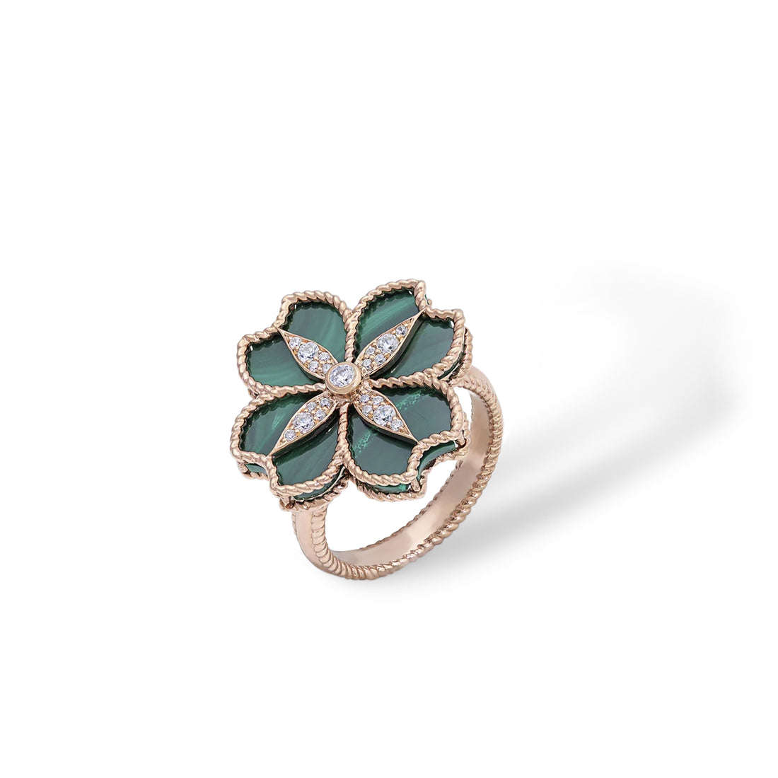 Mallow Flower Ring In 18K Yellow Gold With VS-G Diamonds