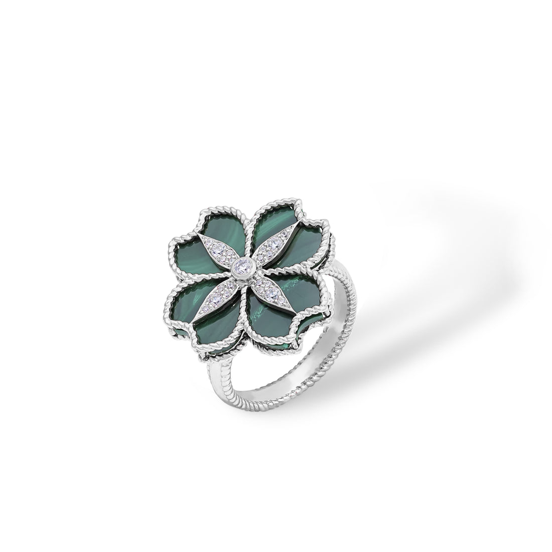 Mallow Flower Ring In 18K Yellow Gold With VS-G Diamonds