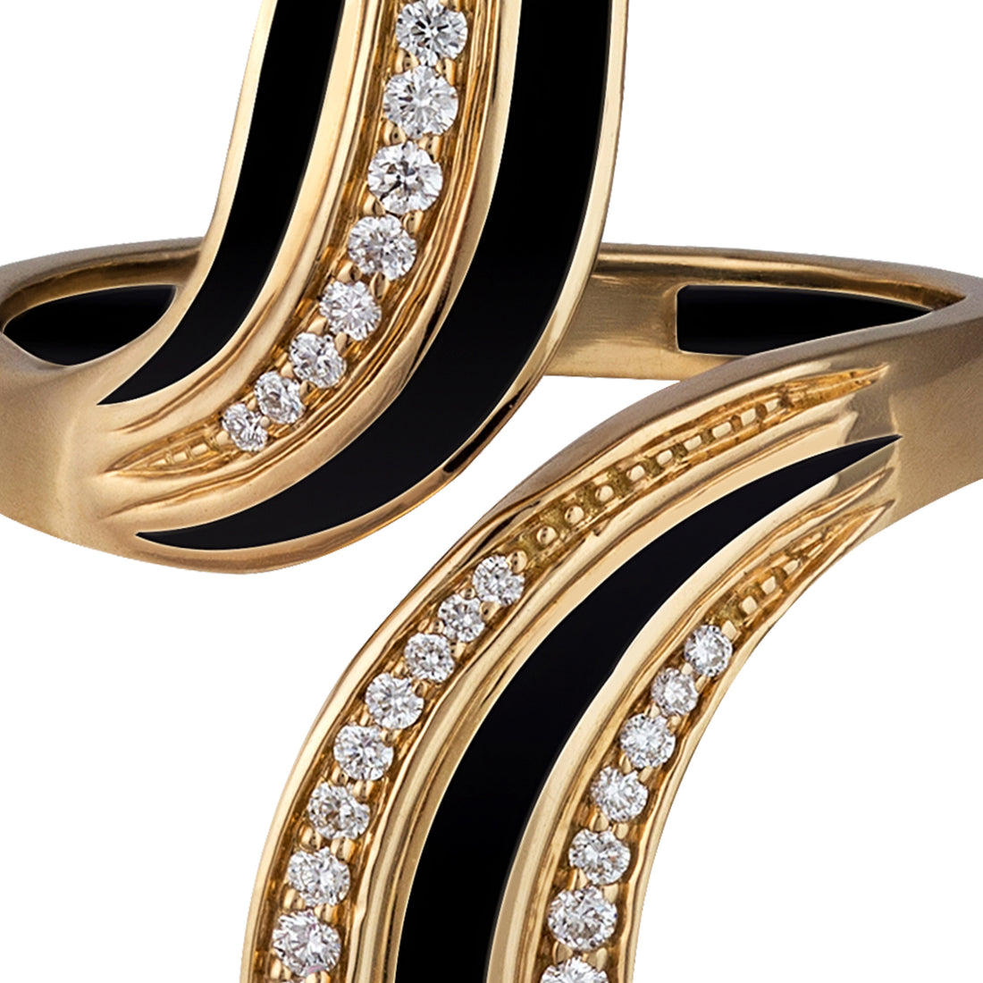 Silhouette Ring in 18K Yellow Gold with VS-G Diamond and Black Enamel