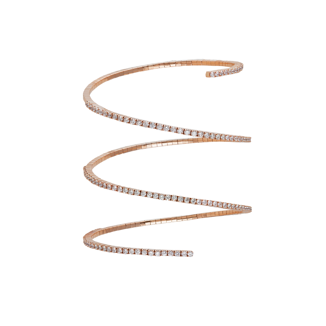 Aspiral cuff in 18K yellow gold with VS-G diamonds