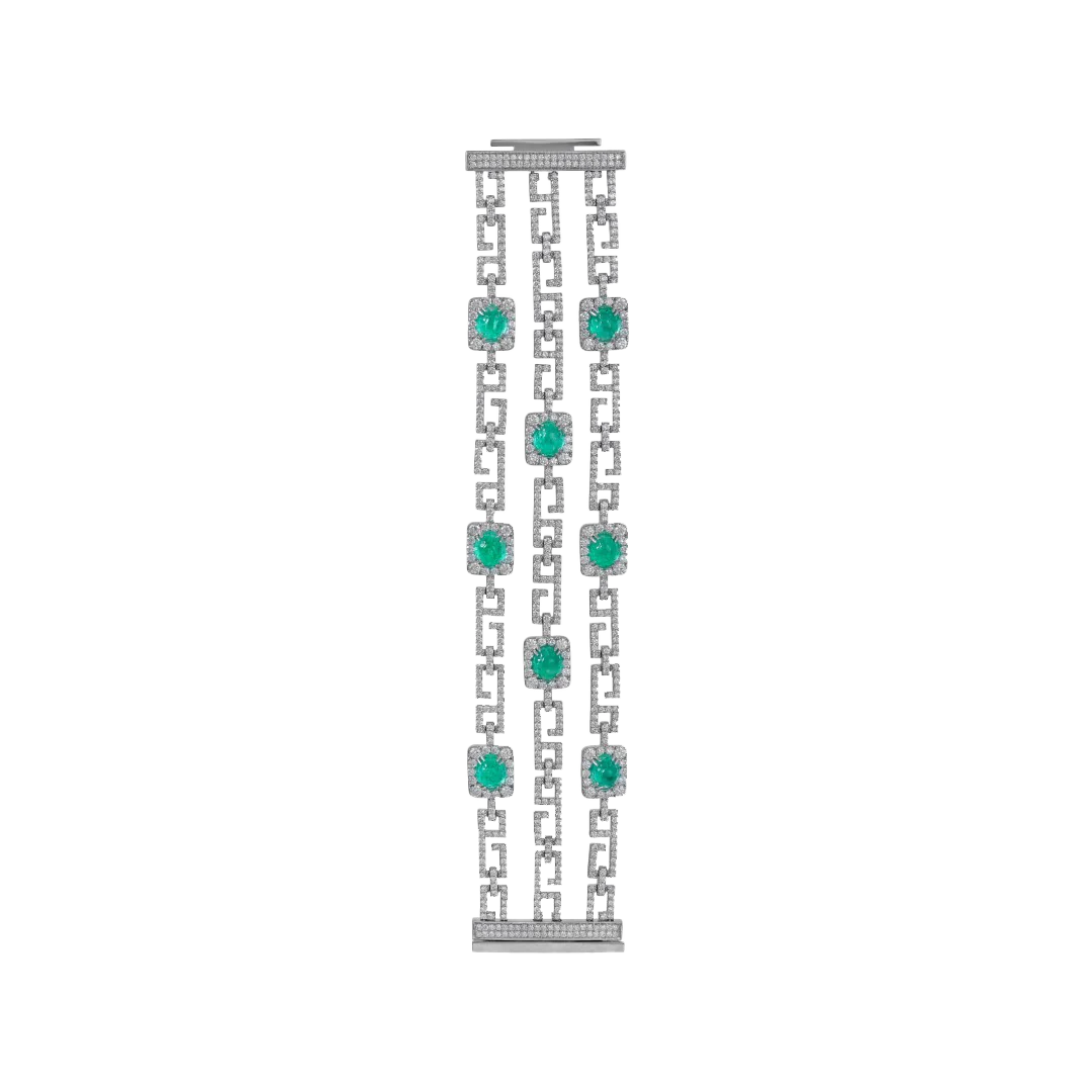 Art deco bracelet inspired links with 18k white gold with VS-G diamond