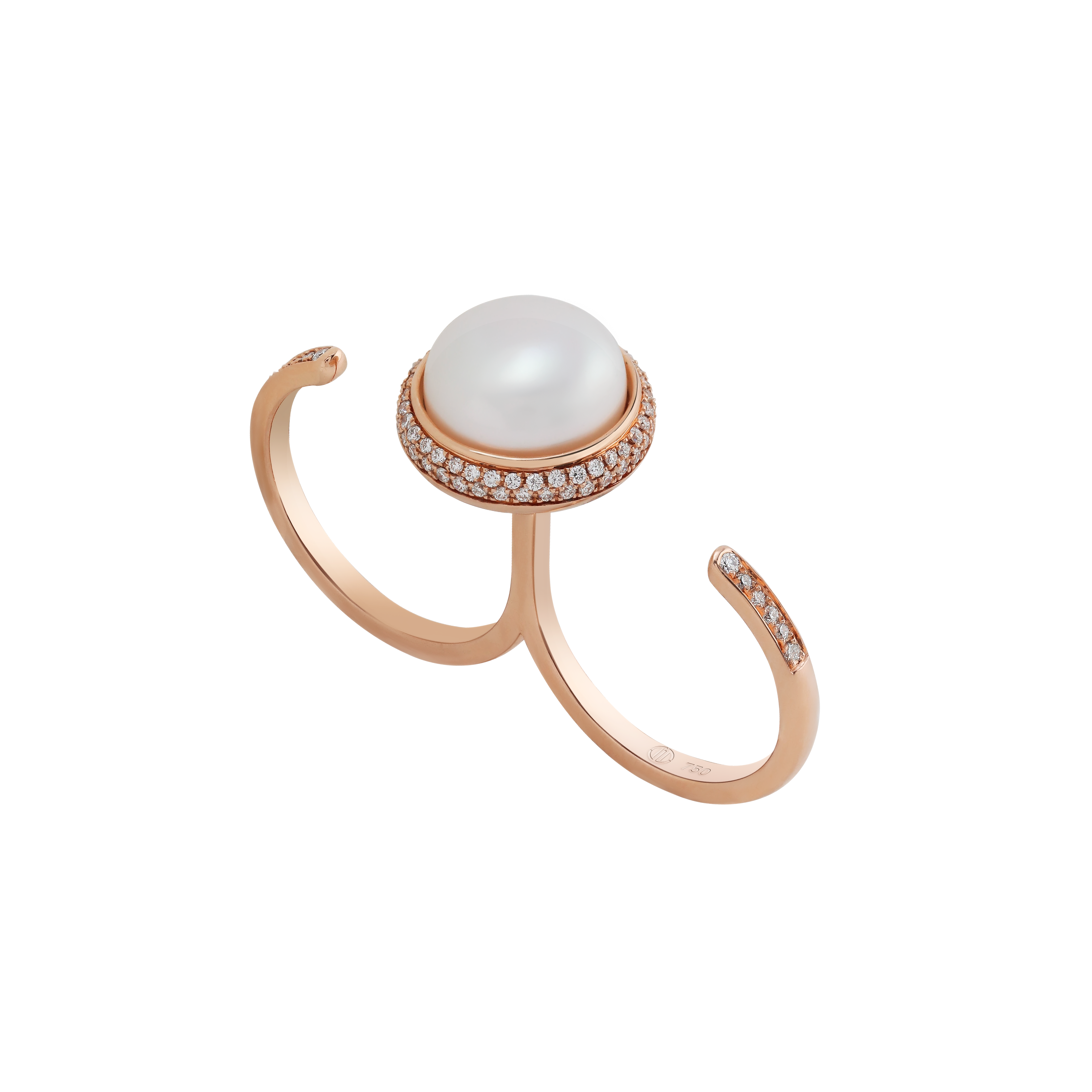 Pearl collection inspire 18K rose gold with VS-G diamonds and white pearl