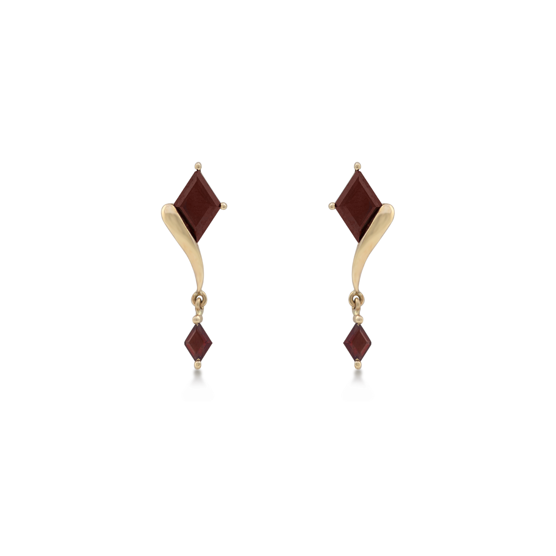 Earrings in 18K Yellow Gold and Garnet Stone - Arcobaleno Collection