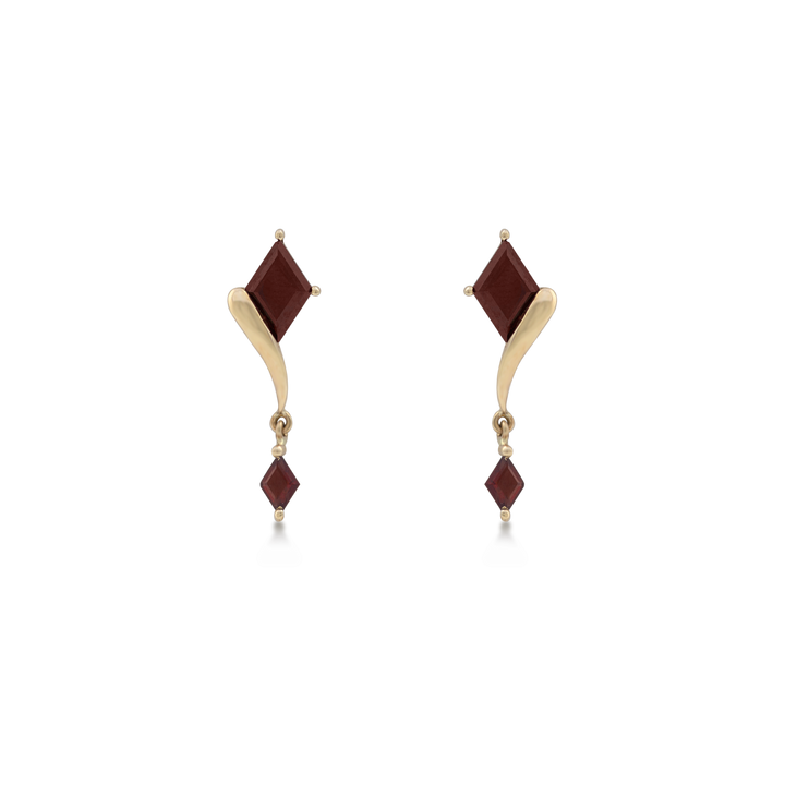 Earrings in 18K Yellow Gold and Garnet Stone - Arcobaleno Collection