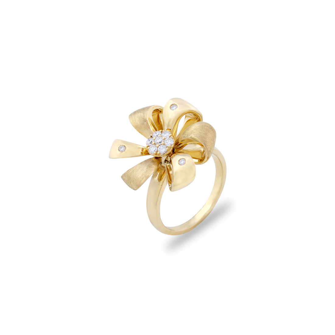 Flora Ring in 18K Yellow Gold with VS-G Diamonds Flower-Shapes