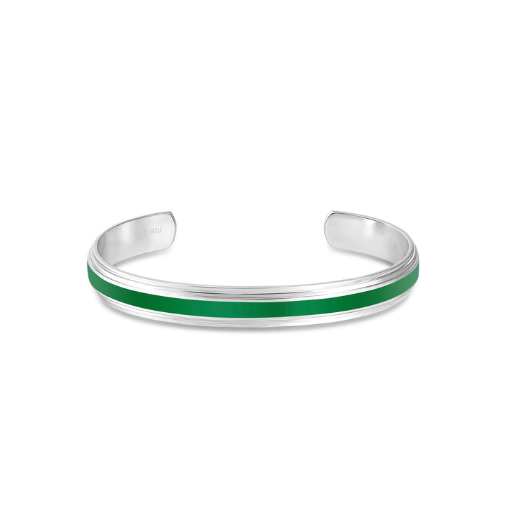 Bracelet in 18K white silver and green enamel