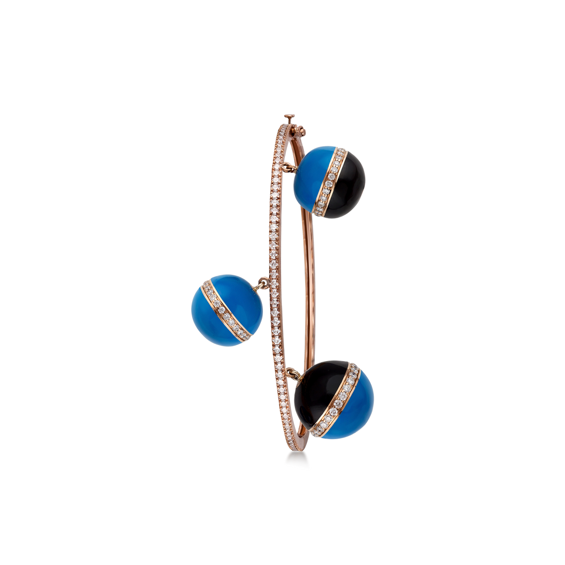 Bangle In 18K Rose Gold With VS-G Diamond And Ball Pendant