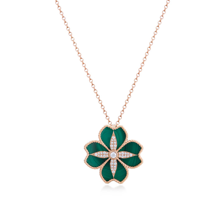 Mallow Flower Necklace in 18K yellow gold with VS-G diamonds