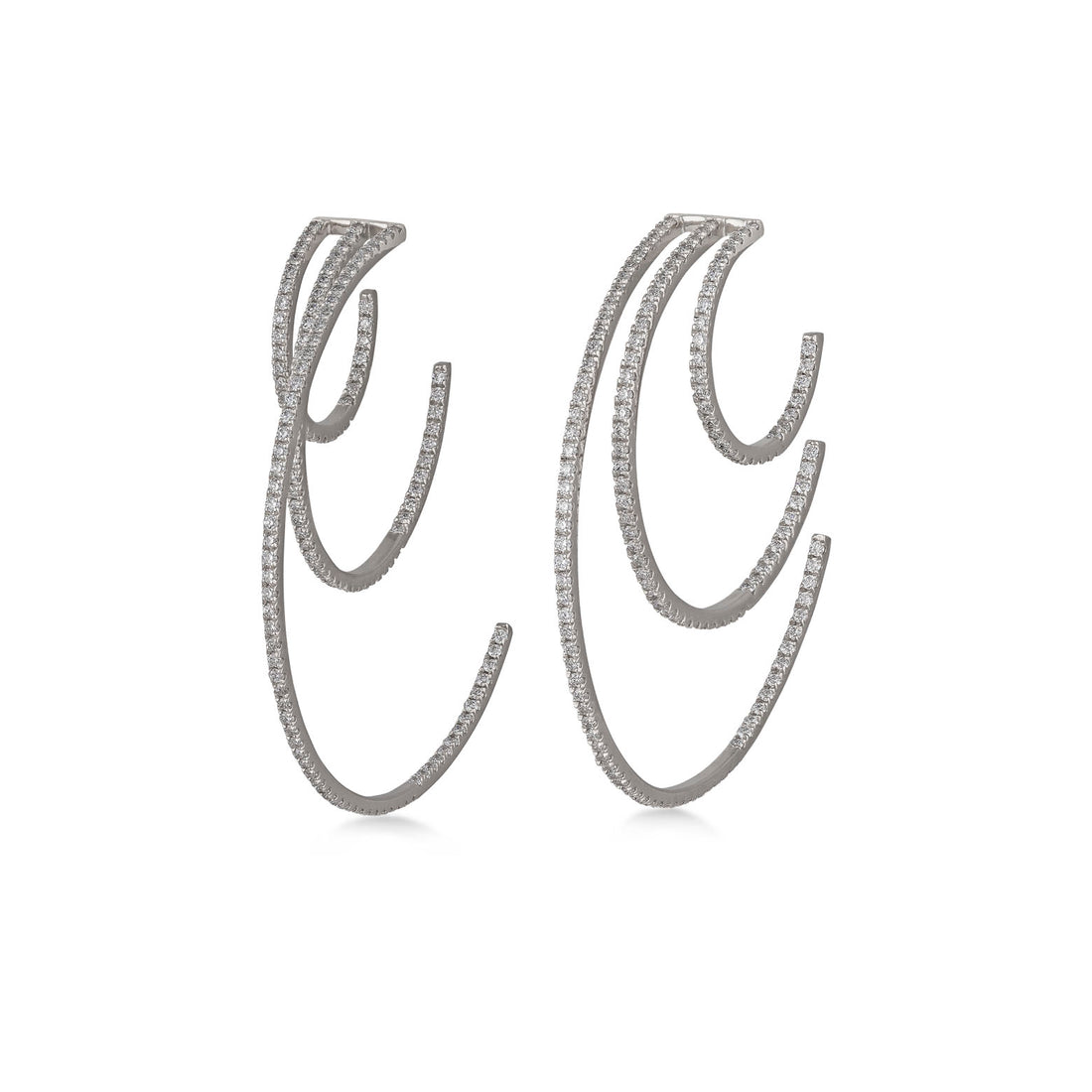 Hoop Earrings in 18K white Gold with VS-G Diamonds