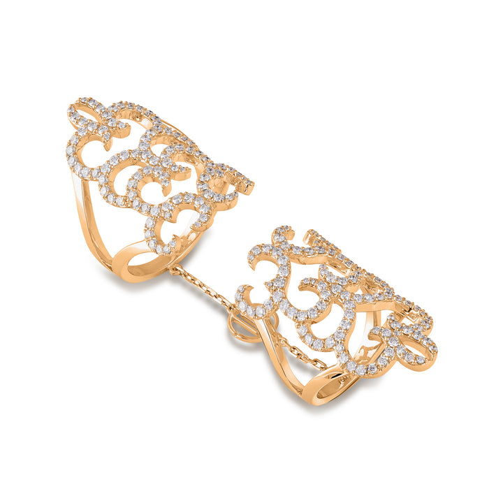 Branch Affinity Double ring in 18K yellow gold with VS-G diamonds