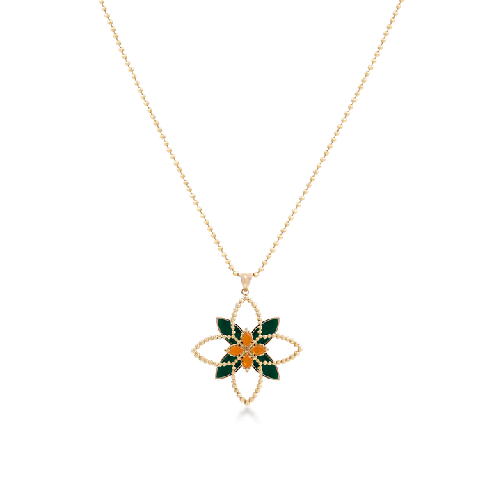 Pendant in Flower shape with Moving Petals in 18K Yellow Gold