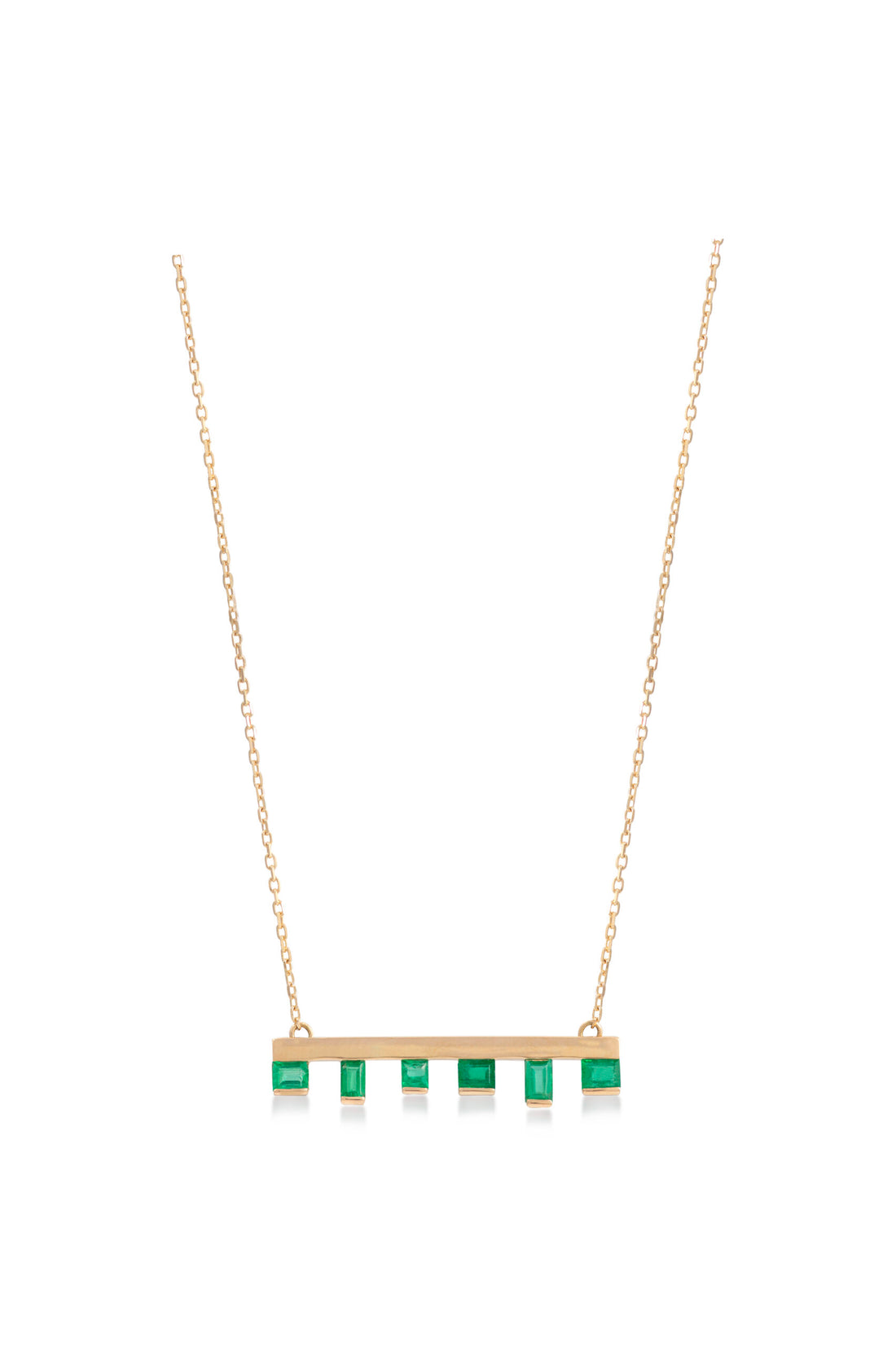 Necklace in 18K yellow gold with Emerald stone