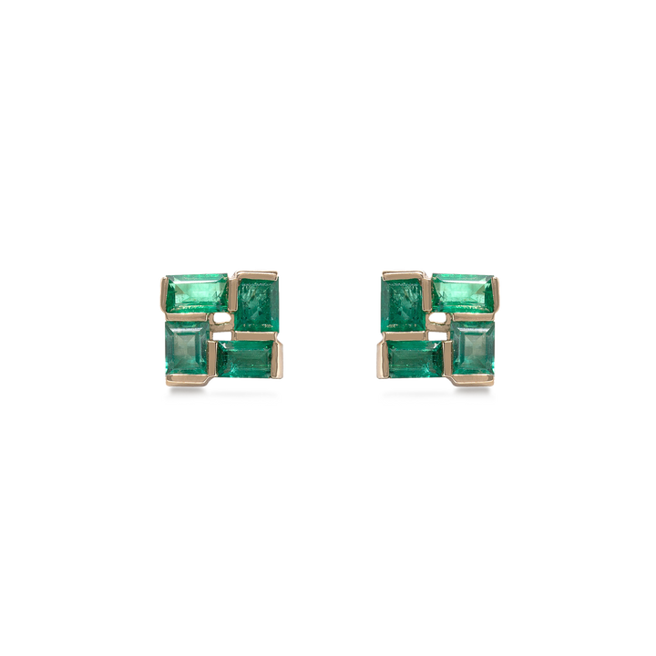 Earrings in 18K Yellow Gold with Emerald Stone